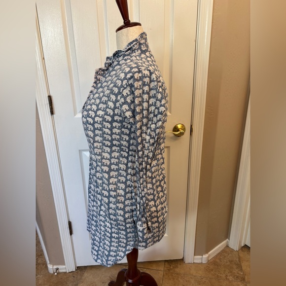 Pax Philomenia Blue Éléphant Nightgown in Women’s Small 100% Cotton Voile - Picture 2 of 10